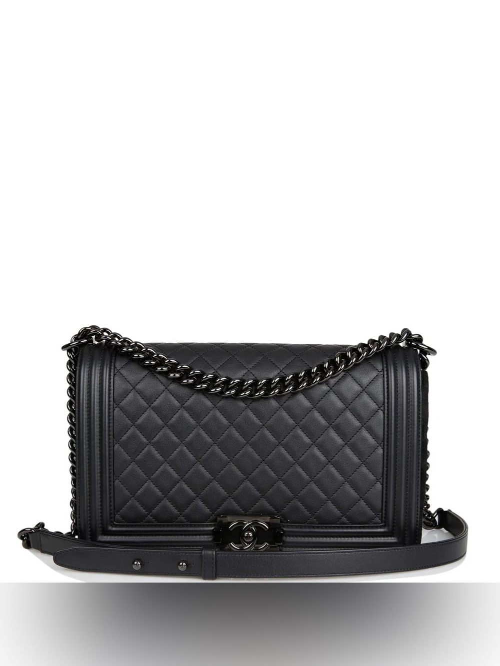 C C All Black Quilted Leather Shoulder Bag